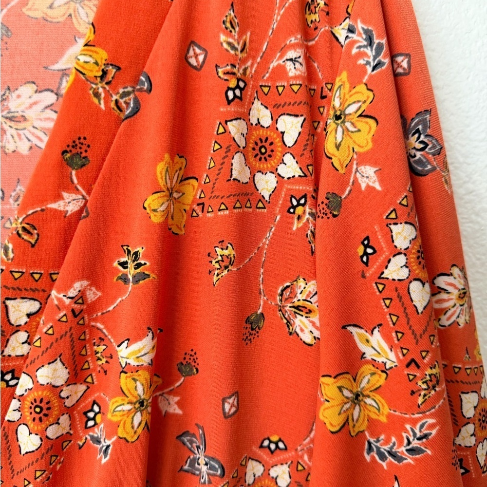 Torrid Orange Floral Print Flutter Sleeve Dress 3X Plus Size Women’s - Picture 6 of 10